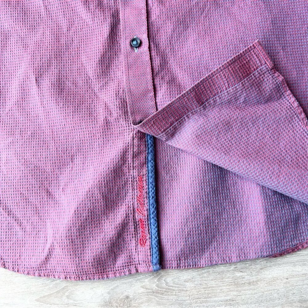 Report Collection Purple Waffle Pattern Pattern Button Down  Shirt - Picture 7 of 16